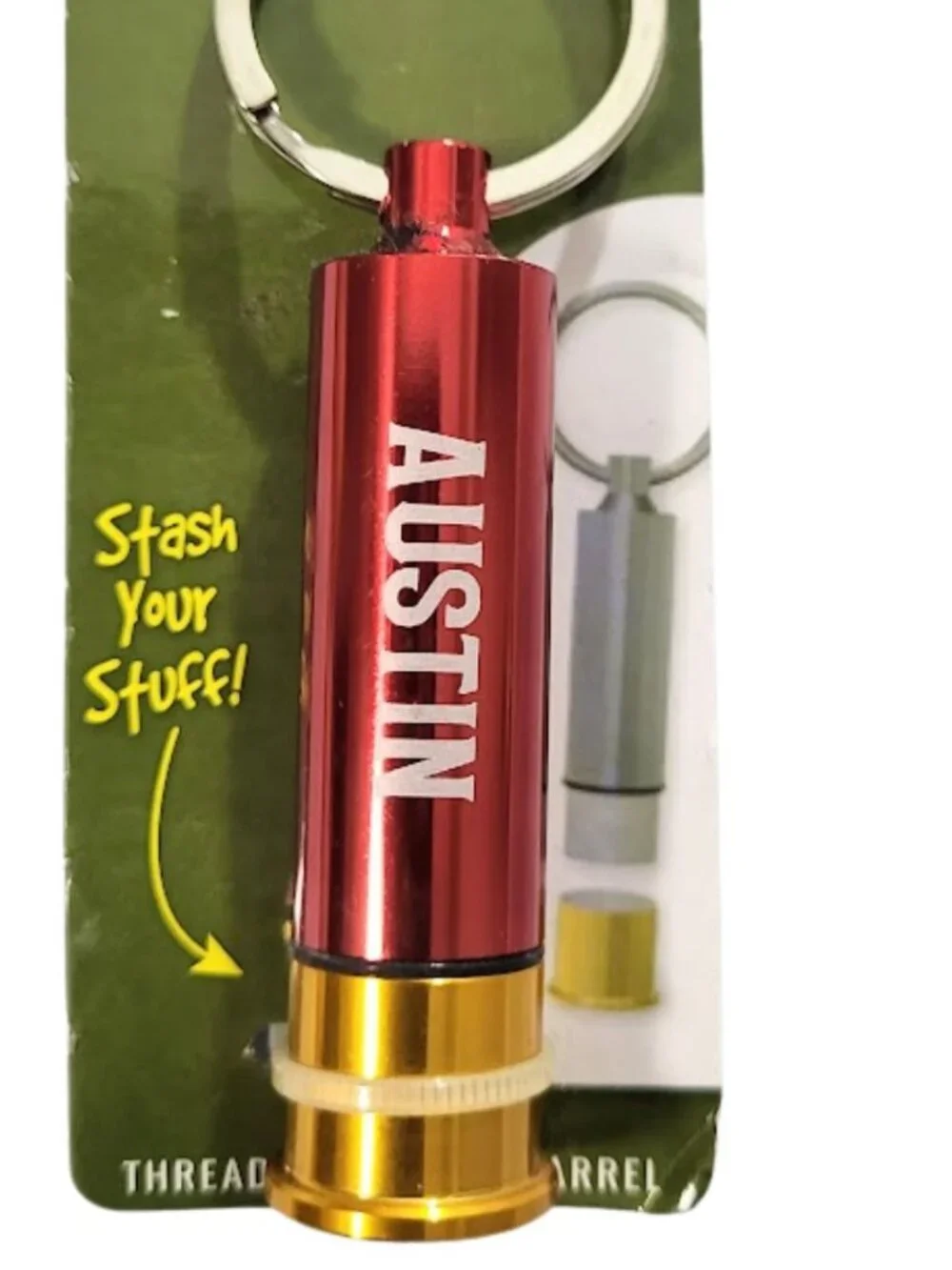 SWIBCO Personalized Hot Shots Red Stash Key Ring AUSTIN - New In Package